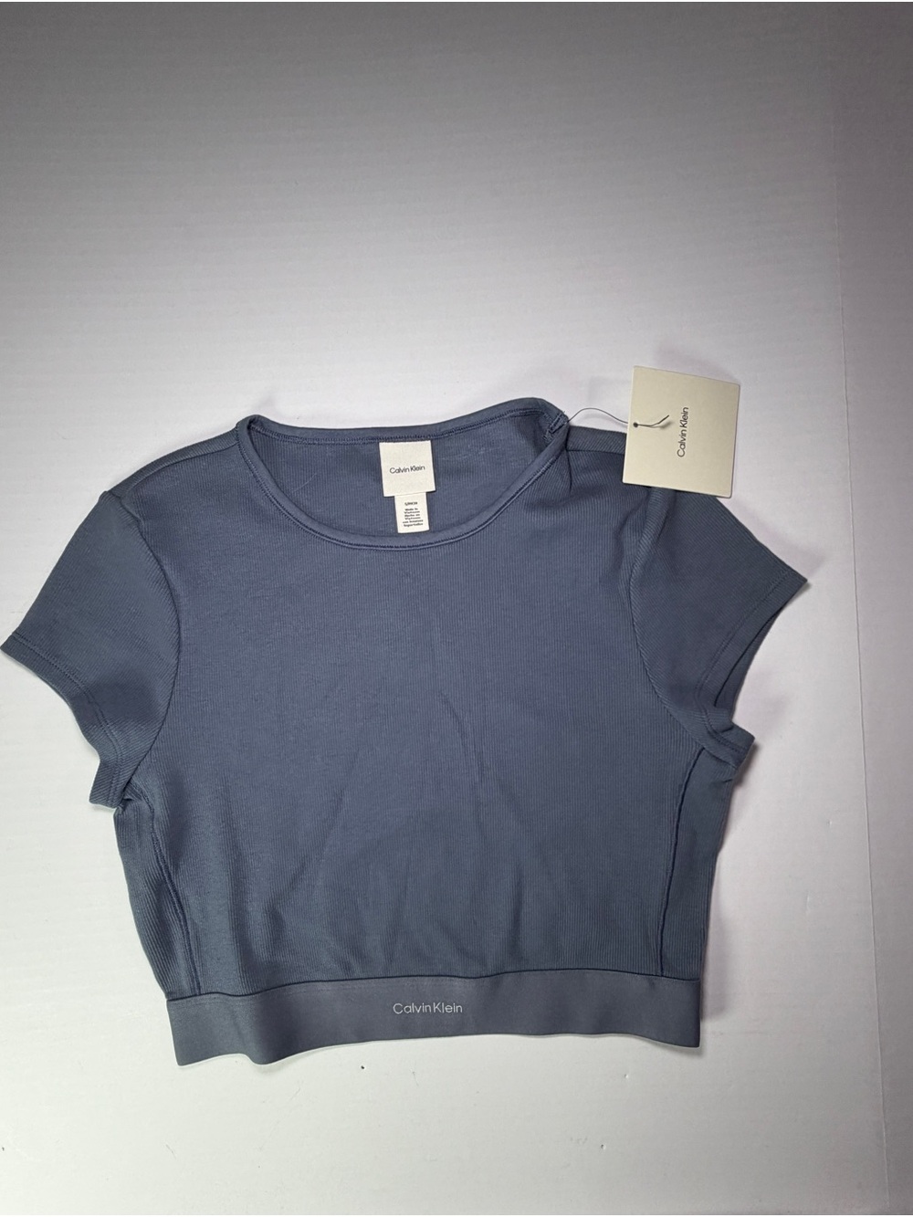 Calvin Klein Dusty Blue workout biker Cropped Tee